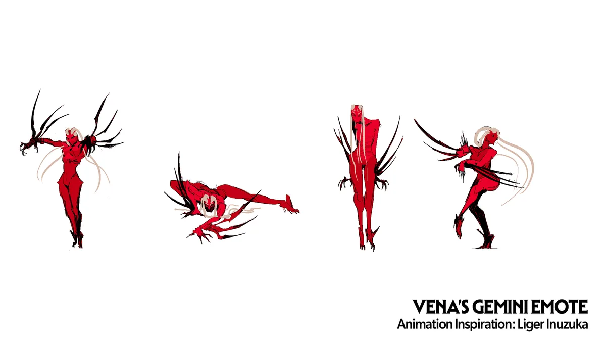 Vena'nın Gemini Emote'u için hazırlanan ilham eskizleri